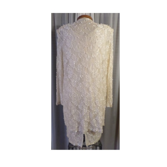 Lady XL Cream Formal Dress Jacket Set Bead Sequin - Picture 8 of 8